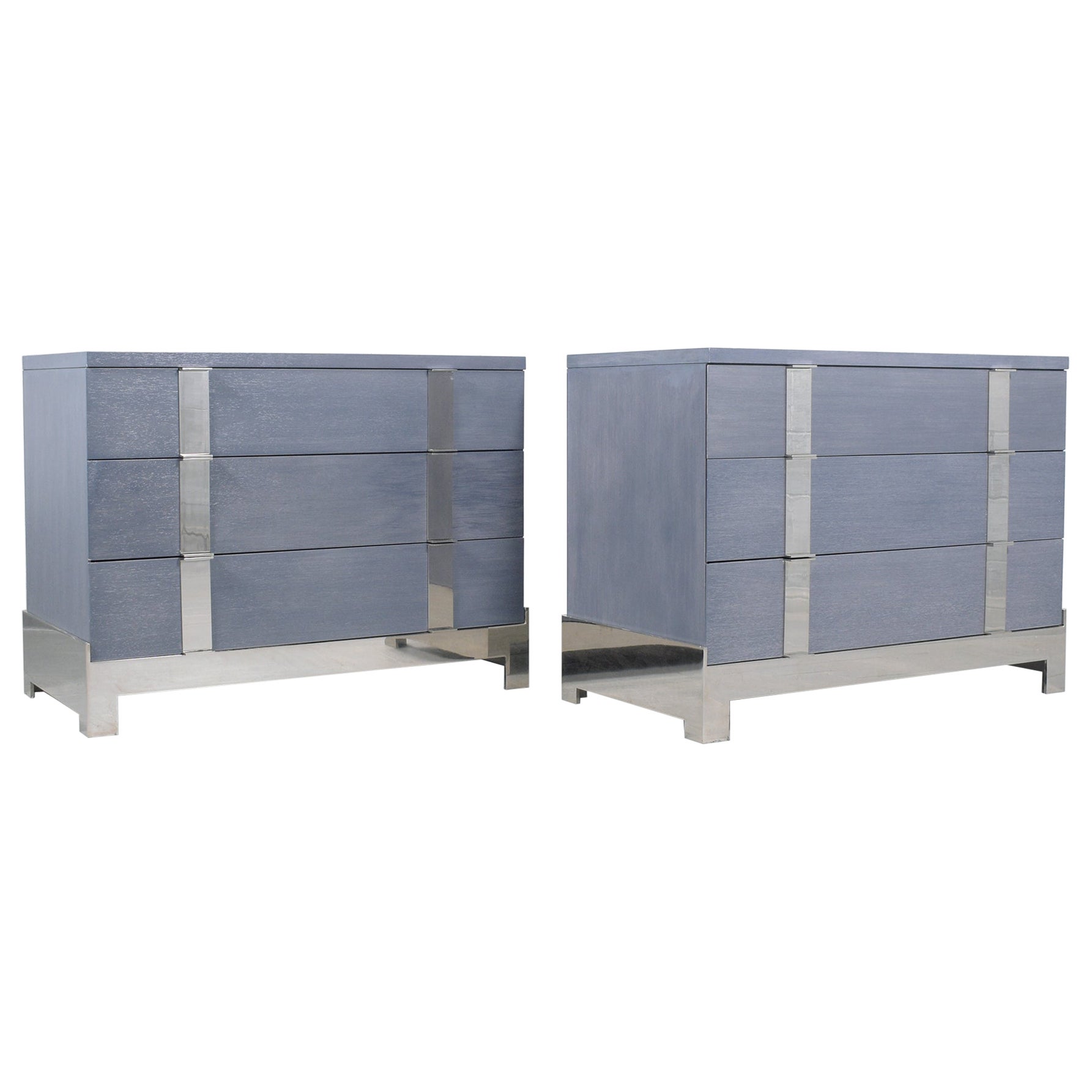 1980s Joseph Jeup Modern Chests of Drawers in Custom Blue-Grey For Sale