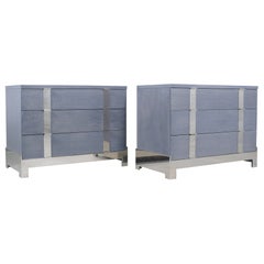 Commodes modernes Joseph Jeup des années 1980 en bleu-gris personnalisées