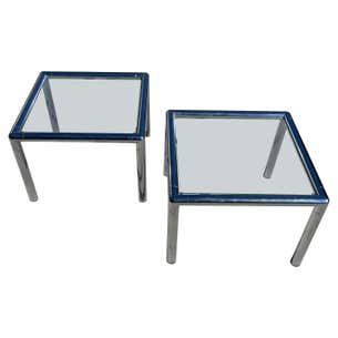 Mid Century Modern Chrome Tubular Glass Top Side Tables, a Pair For ...