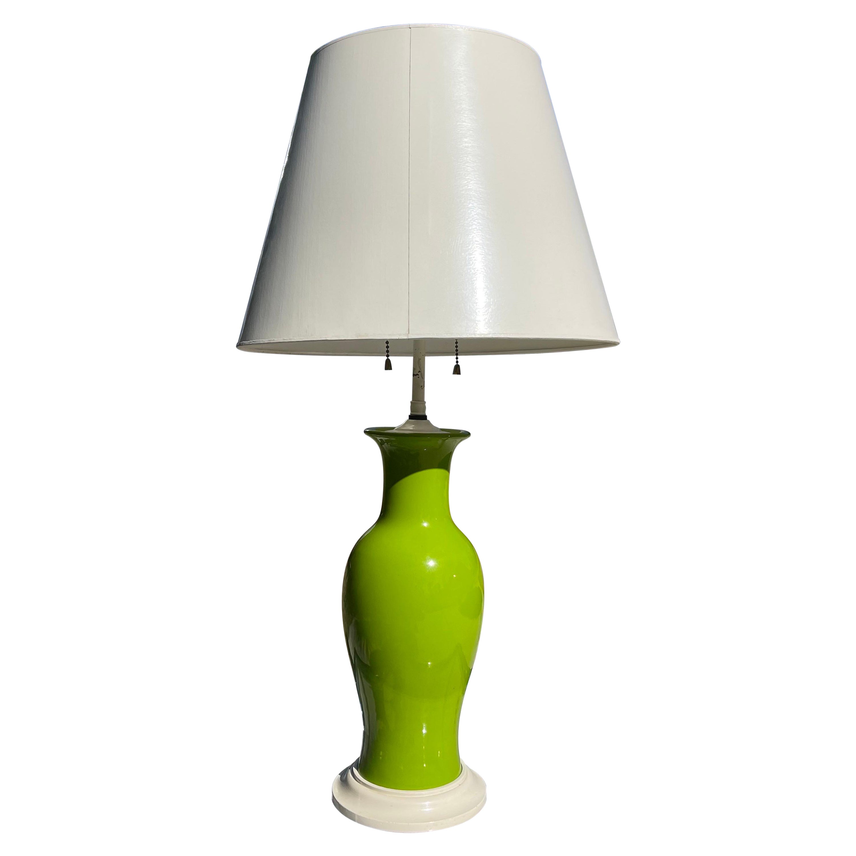Mid-Century Modern Green Glazed Urn Form Table Lamp For Sale