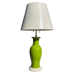 Vintage Mid-Century Modern Green Glazed Urn Form Table Lamp