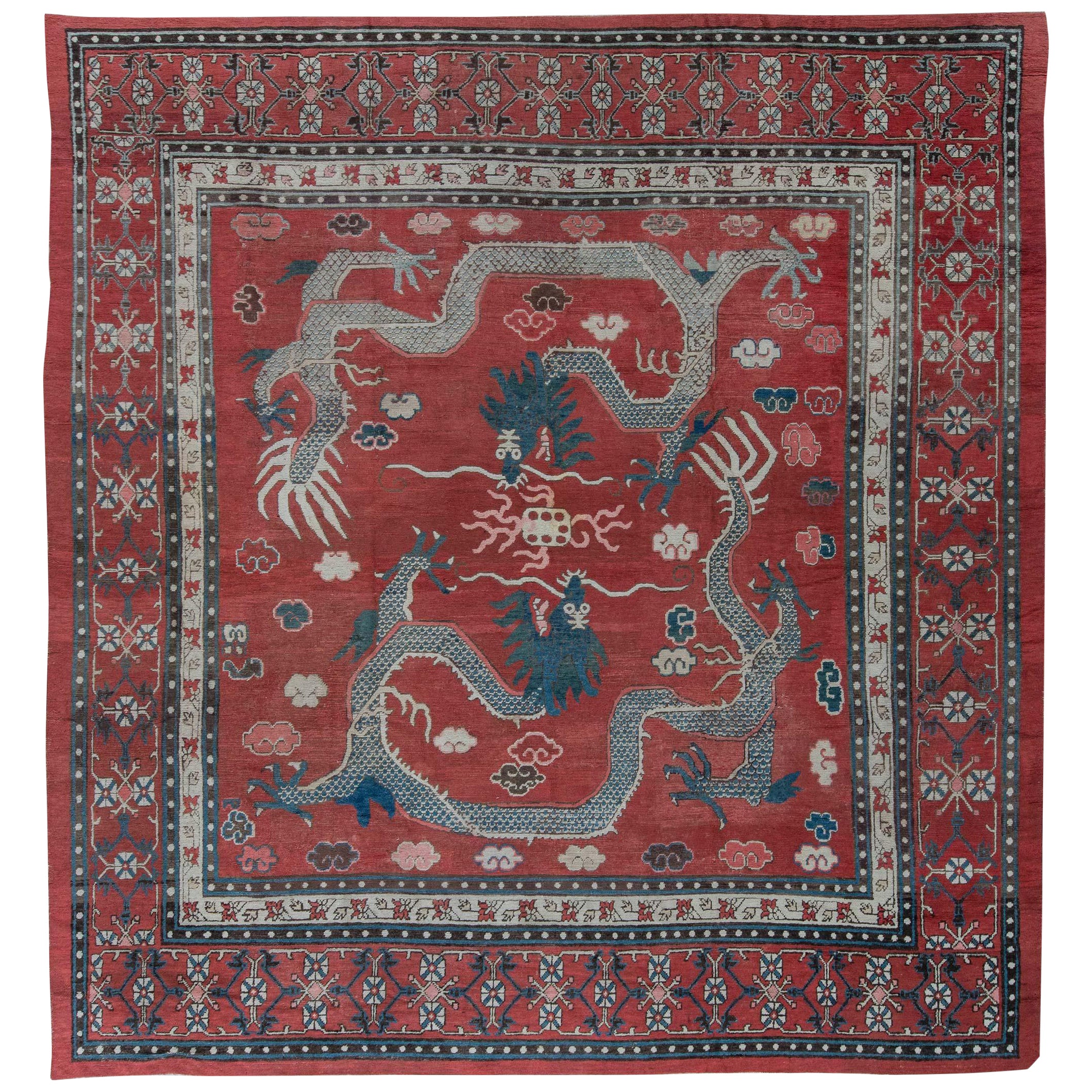 Early 20th Century Samarkand Dragon Carpet For Sale