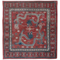 Antique Early 20th Century Samarkand Dragon Carpet