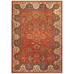 Antique 19th Century Persian Sultanabad Red Handmade Rug