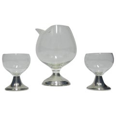 Sterling Silver Martini Spirits Decanter and Glass Set by Duchin