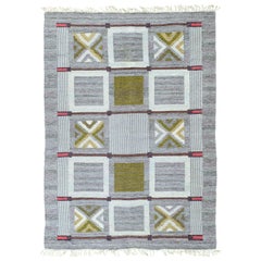 Used Mid-20th century Swedish Geometric Flat-Weave Rug