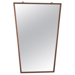 Specchio da parete geometrico in stile italiano con cornice in legno anni '70
