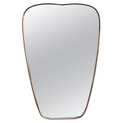 Brass Wall Shield Mirror, Italy, 1960s