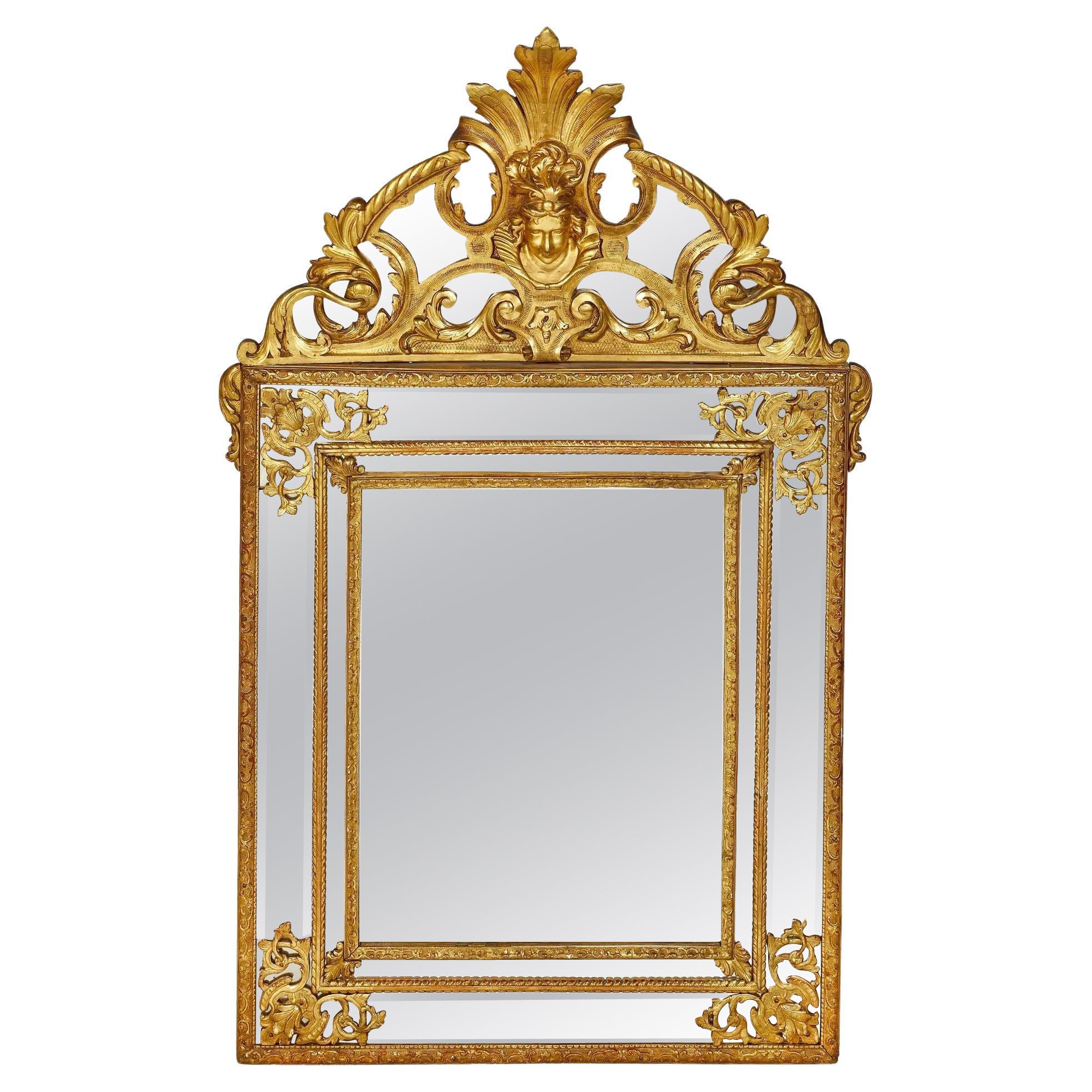 Miroir en bois doré sculpté de style Régence anglaise du 19e siècle