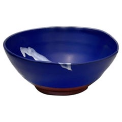 Late 20th Century Blue Ceramic Bowl Signed
