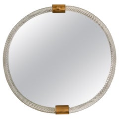 Vintage Mid-century Italian Murano oval mirror in the style of Barovier e Toso