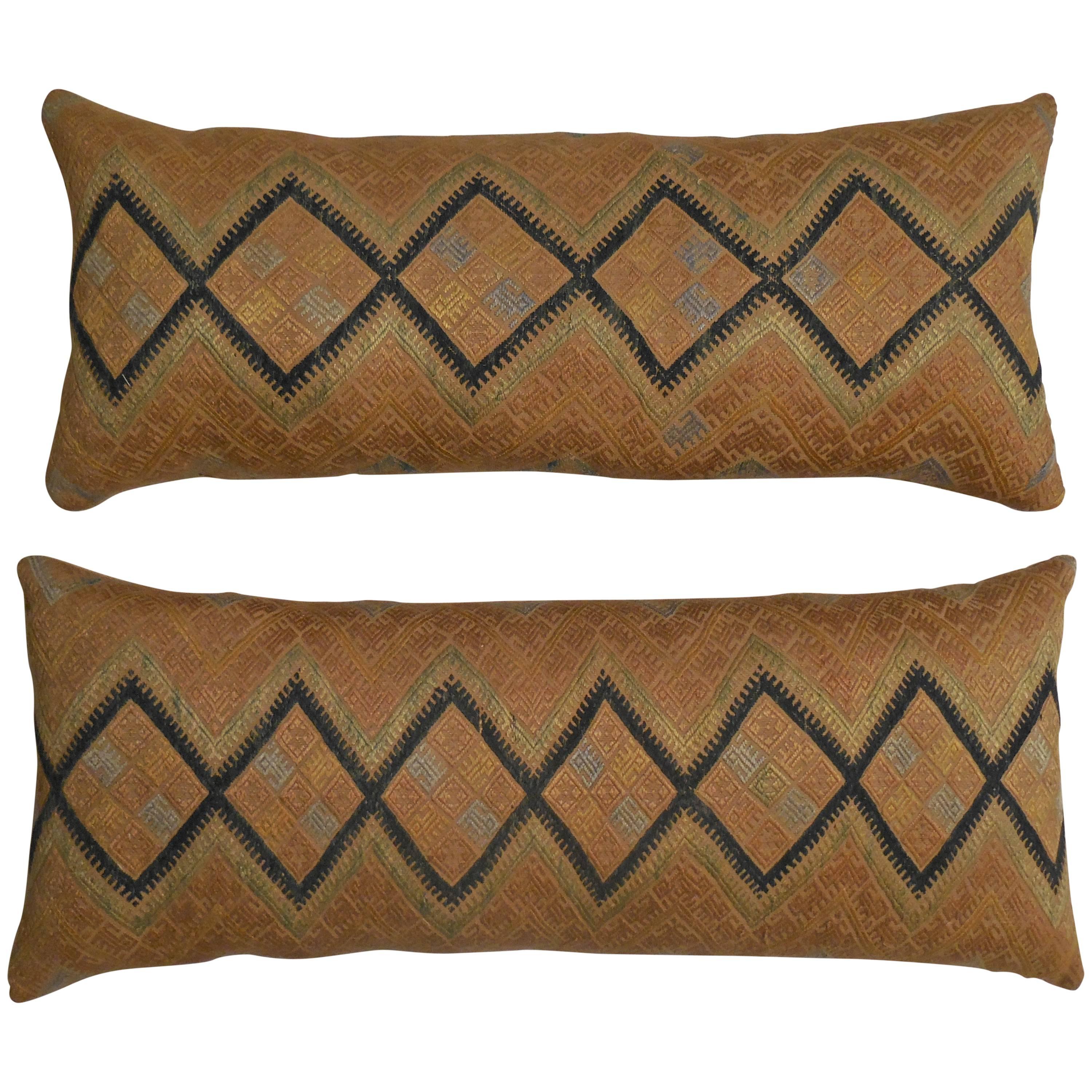 Pair of Antique Suzani Fragment Pillows 