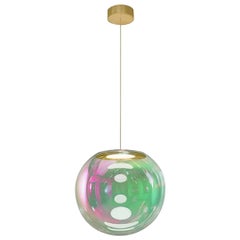 Iris Globe Pendant Lamp 30 cm Pink Green Brass,  Sebastian Scherer NEO/CRAFT