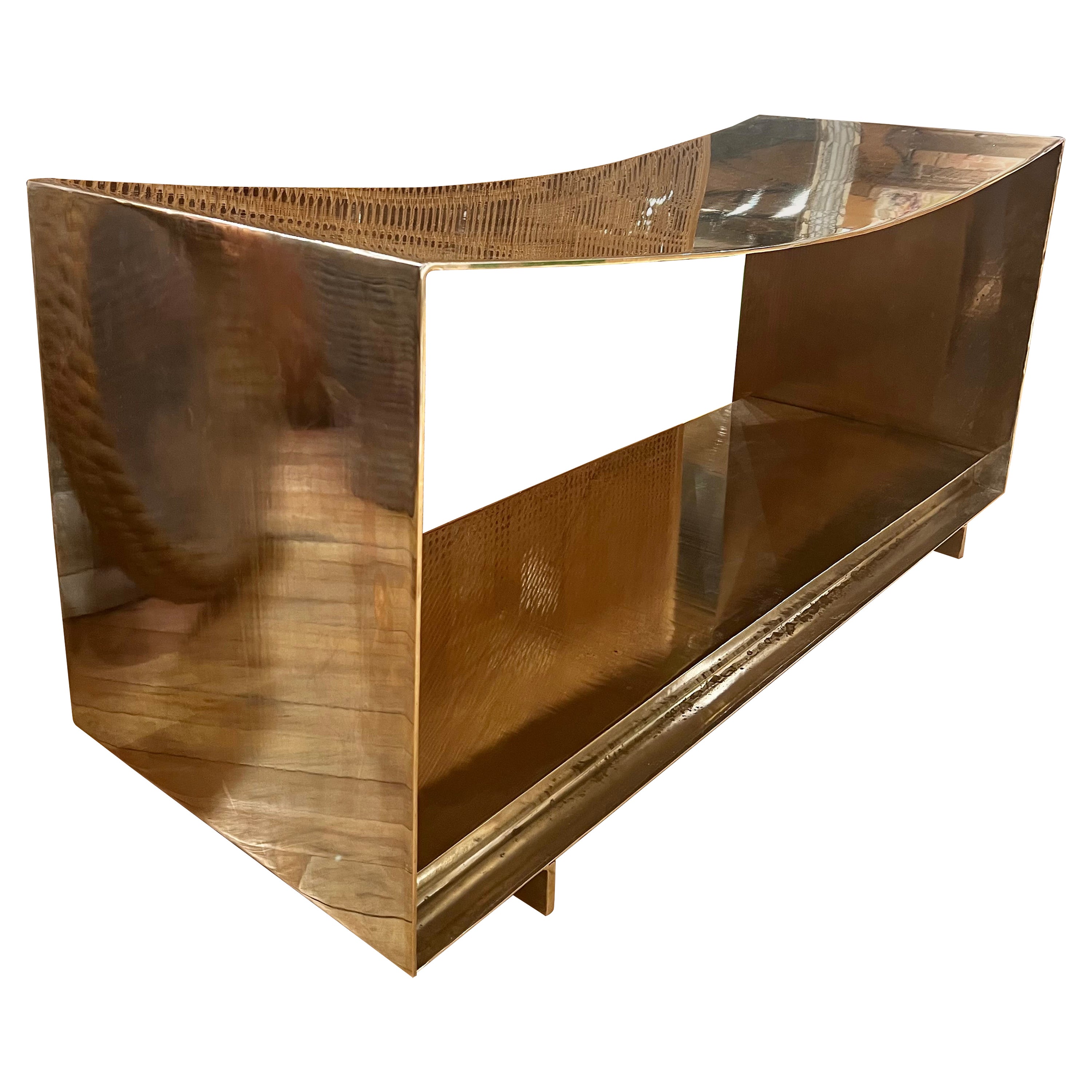 Postmodern Steel Bench, two available  For Sale