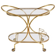 Retro 1950s Italian oval brass drinks trolley