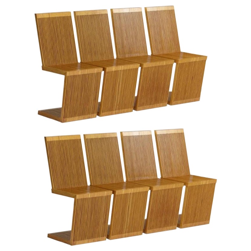 Satz von acht Esszimmerstühlen aus Holz von Alwy Visschedyk im Angebot