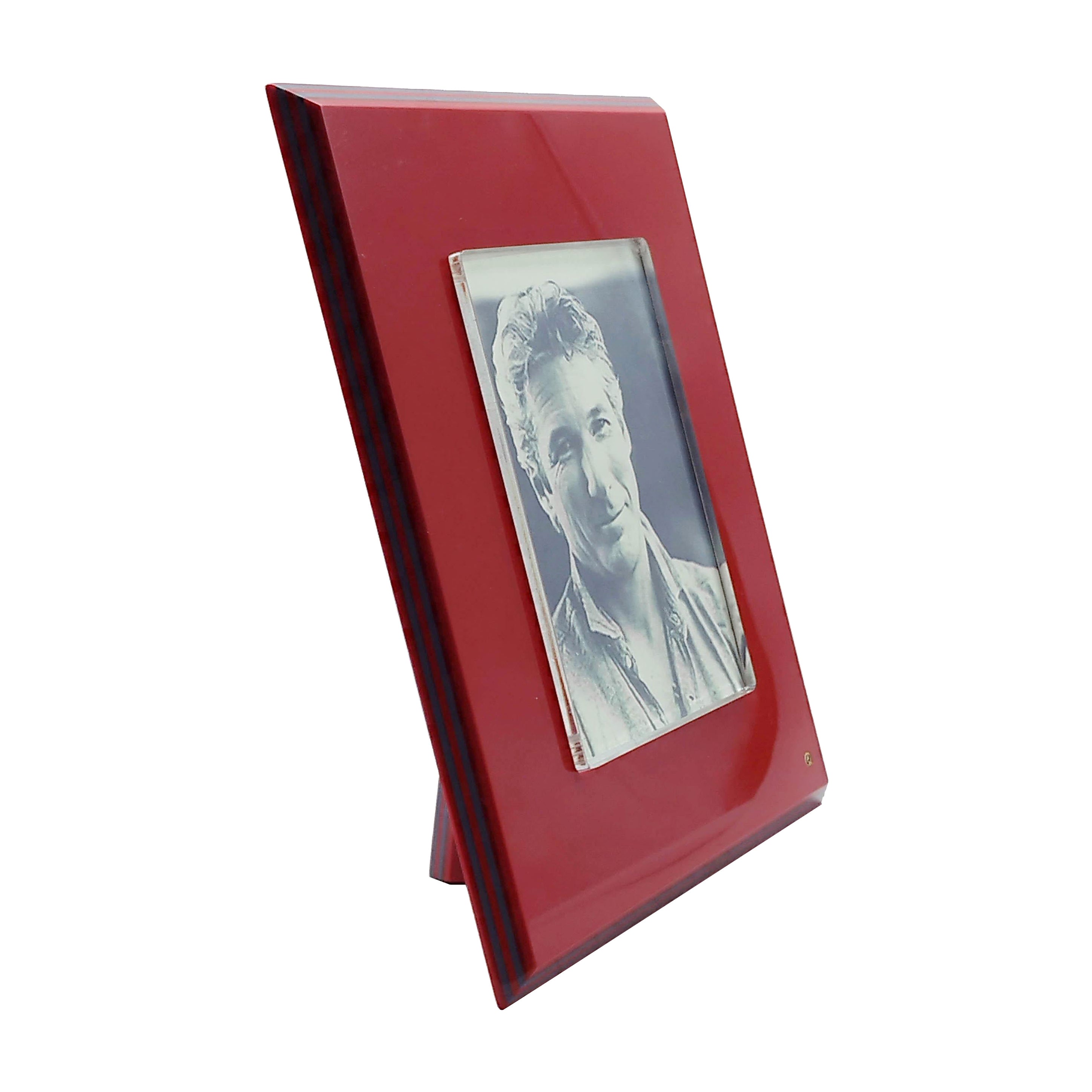 Red Lucite Photo Frame, Italy 1970s