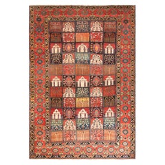 Magnifique tapis persan Bakhtiari ancien à motif de jardin 12'6" x 18'9"