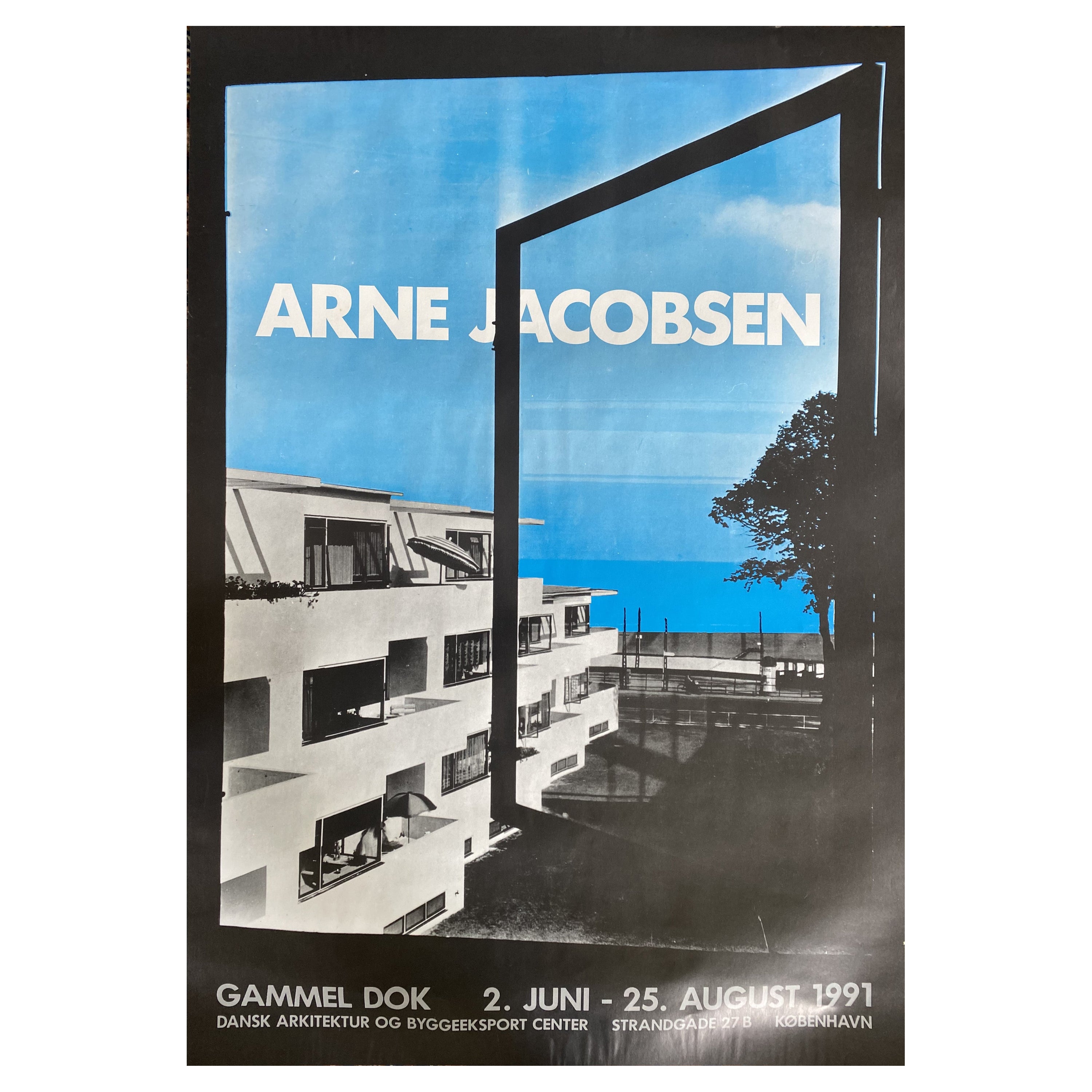 Arne Jacobsen Exhibition poster in Copenhagen 1991 vintage Danish Design For Sale