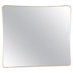 Mid-Century Rectangular Wall Mirror with Golden Aluminum Frame 50s Italy