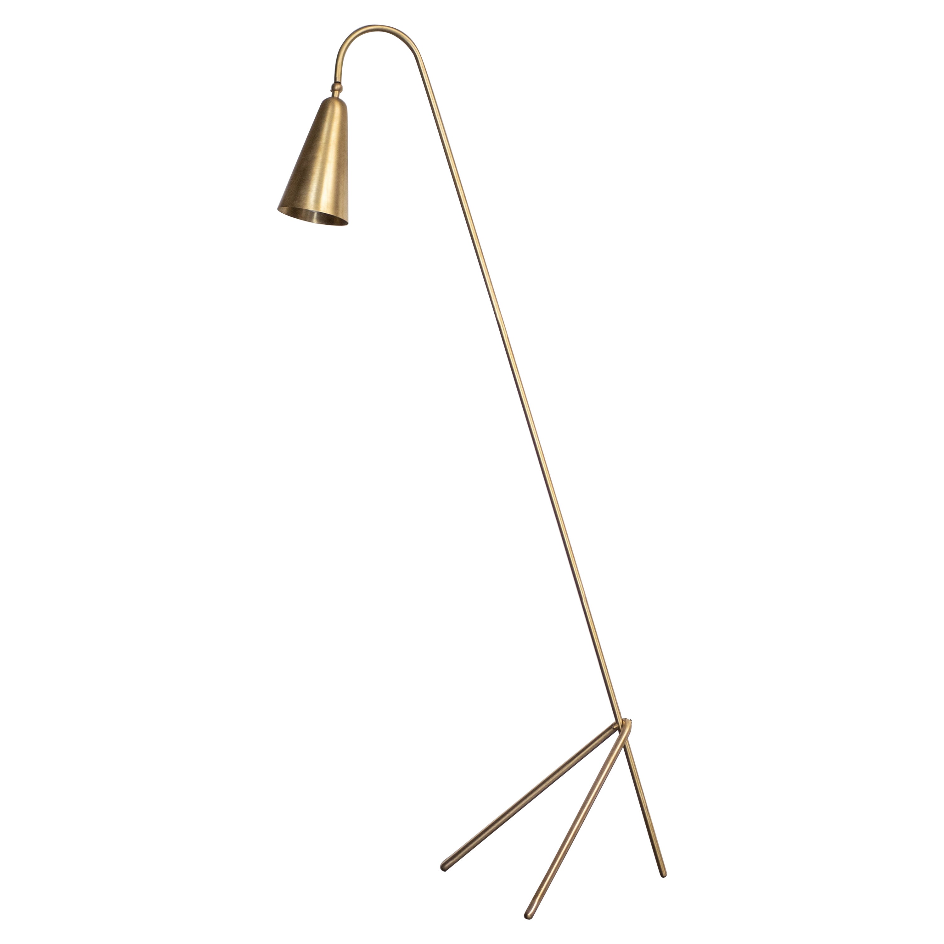 Natural Brass Contemporary-Modern Floor Lamp Handcrafted in Italy by 247lab