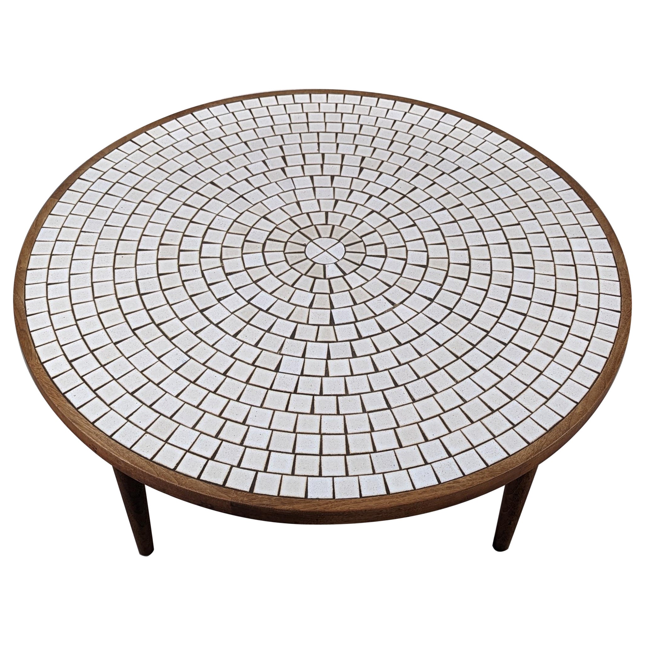 Mid Century Modern Round Coffee Table w/ Tile Top by Gordon & Jane Martz, c1960s For Sale