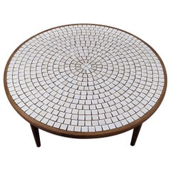 Vintage Mid Century Modern Round Coffee Table w/ Tile Top by Gordon & Jane Martz, c1960s