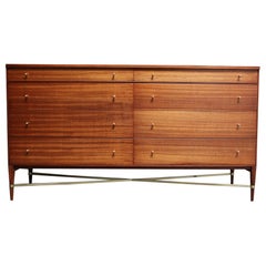 Retro Paul Mccobb Calvin Group Mahogany and Brass Double Dresser / Chest of Drawers