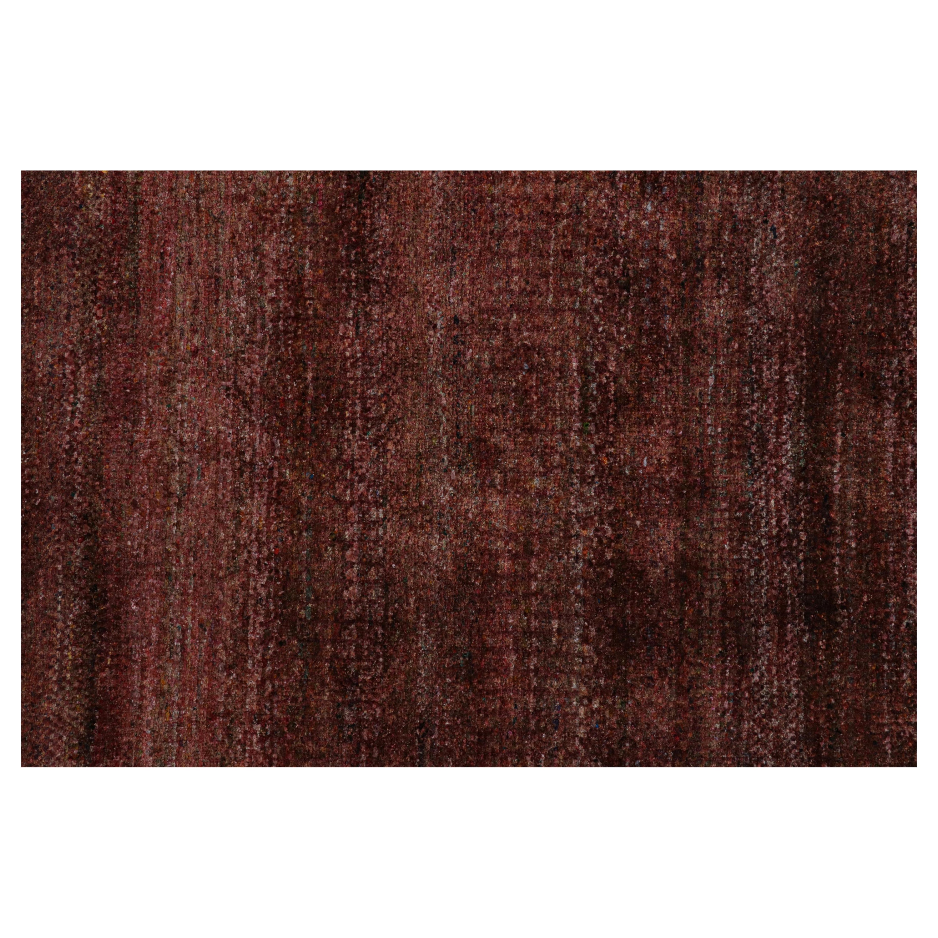 Rug & Kilim’s Modern Textural Rug in Red Tones and Striae For Sale