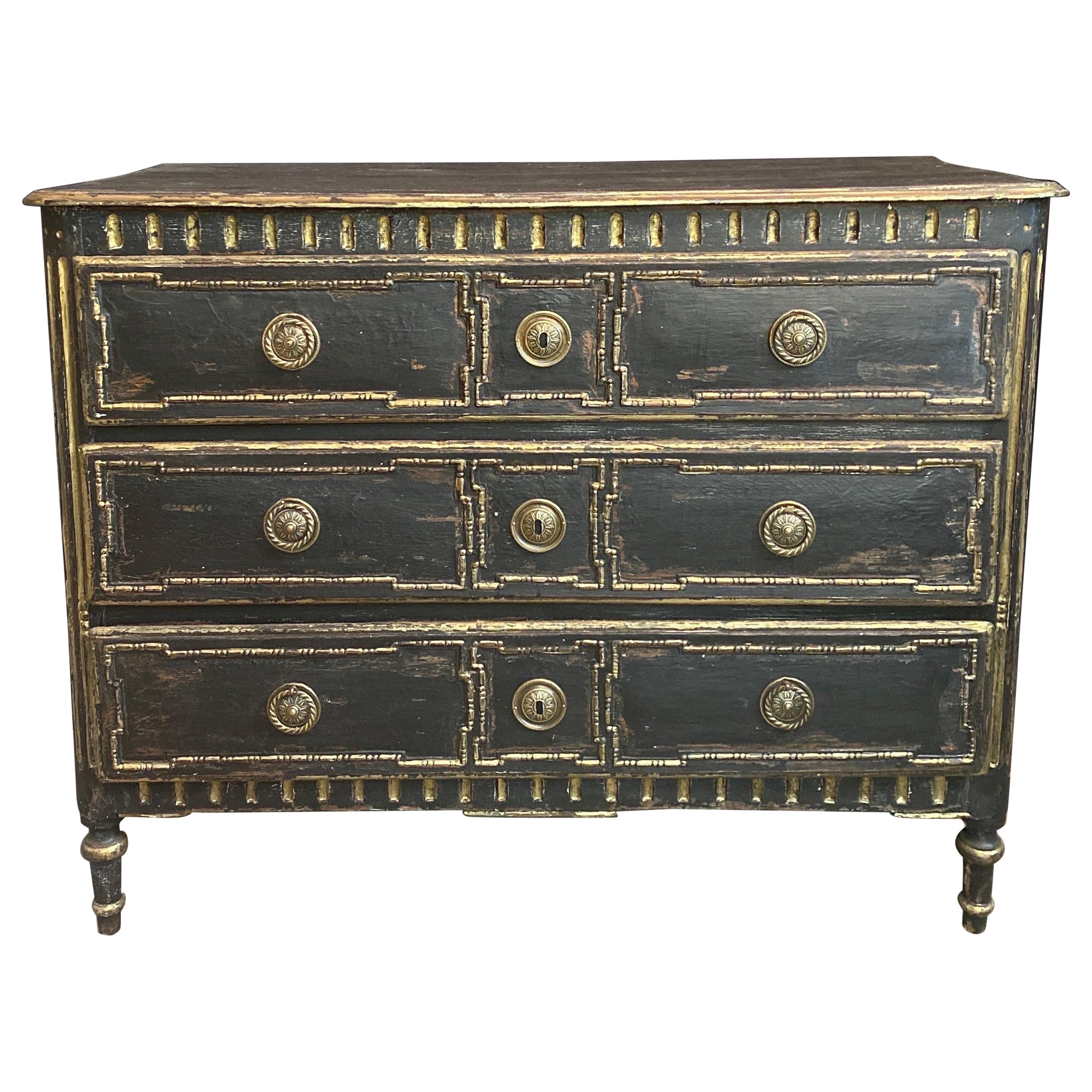 Louis XVI patinated chest of drawers dating from 19 th century  For Sale