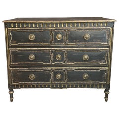 Antique Louis XVI patinated chest of drawers dating from 19 th century 