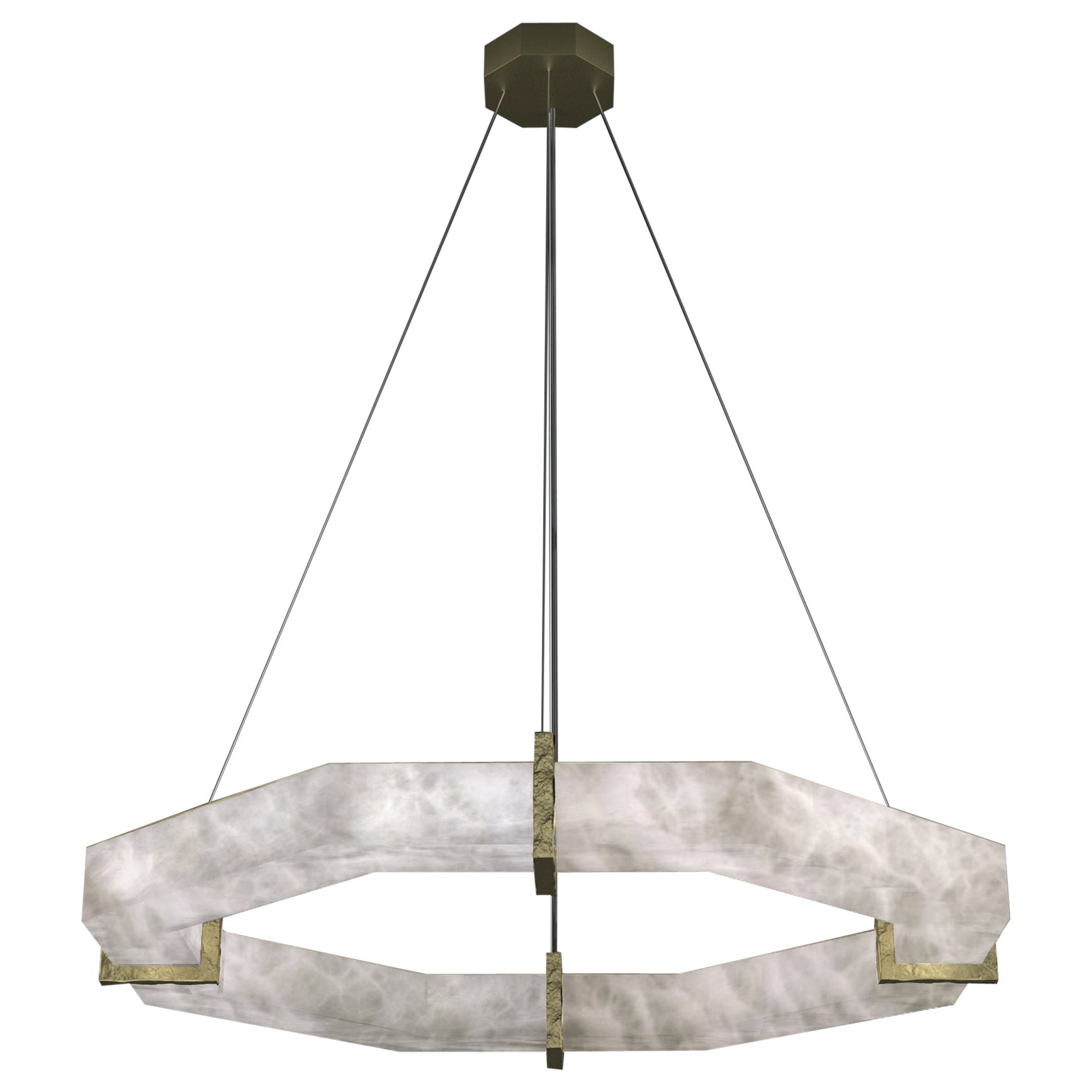 Efesto Brushed Brass Pendant Lamp by Alabastro Italiano For Sale