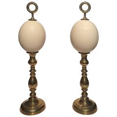 Vintage Pair of Ostrich Egg Finials
