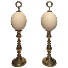 Pair of Ostrich Egg Finials