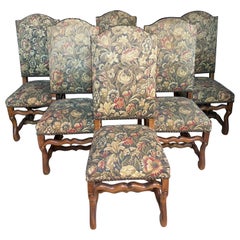Set of 6 Louis xiv sheep bone chairs original tapestry dating from the  century 