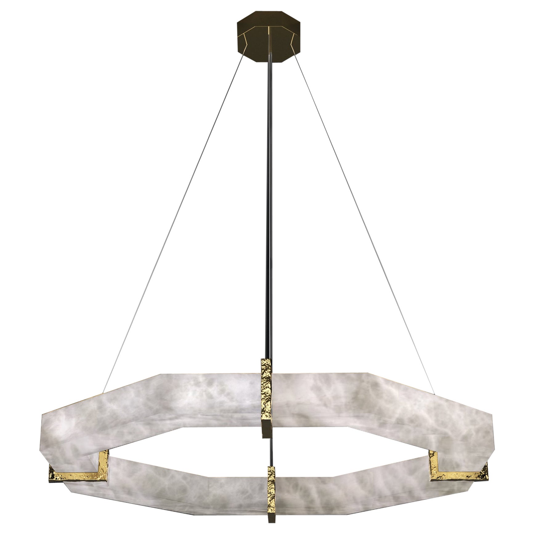 Efesto Shiny Gold Metal Pendant Lamp by Alabastro Italiano For Sale