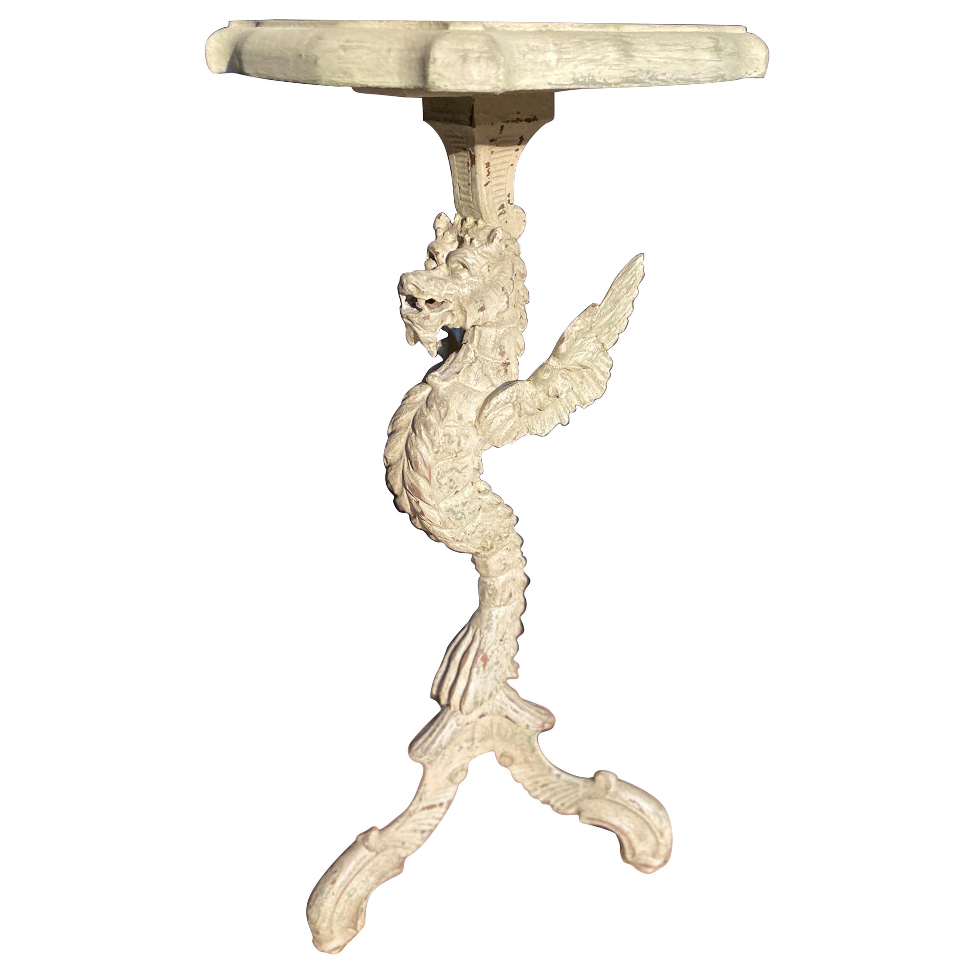 Italian dragon pedestal table with patina dating from the 19th century  For Sale