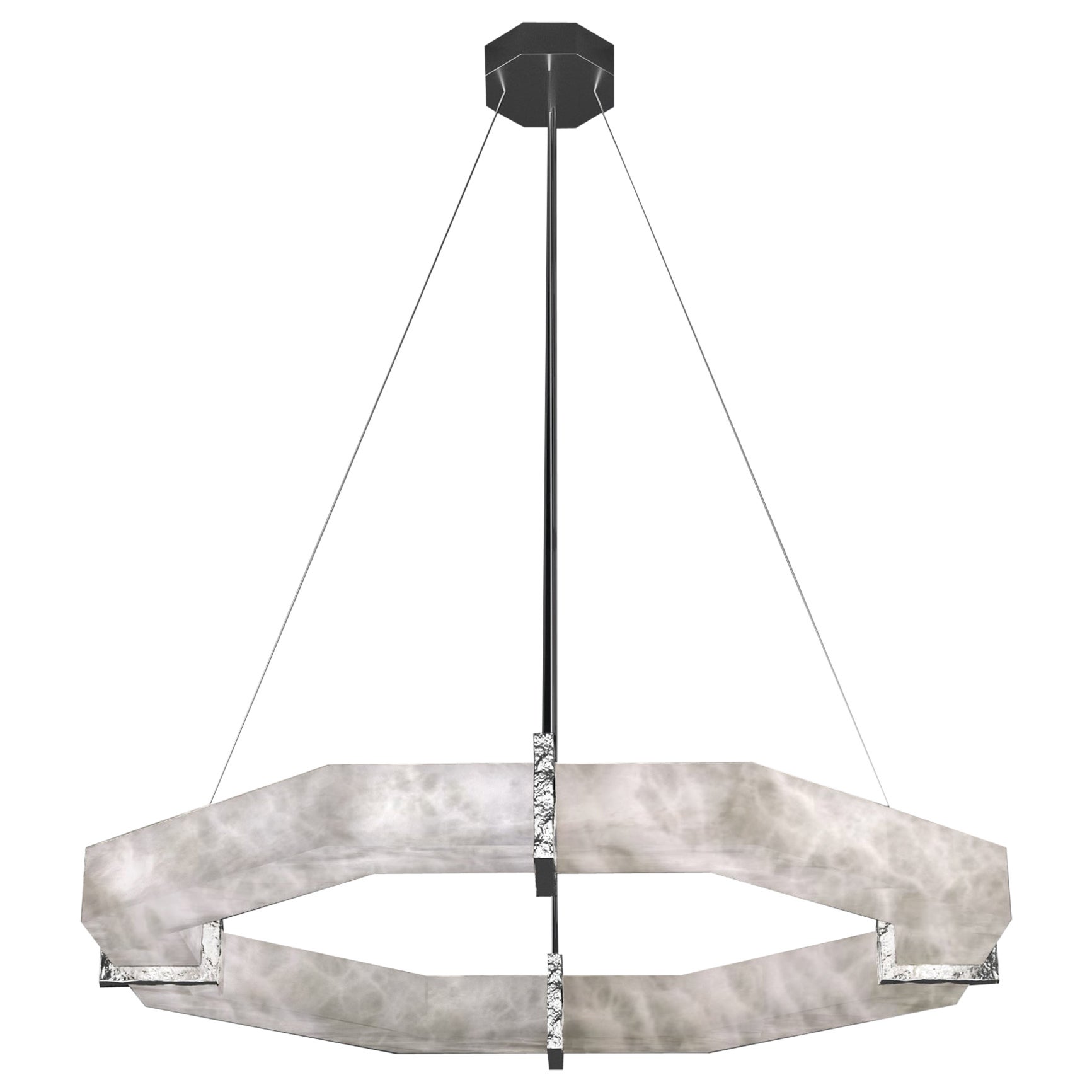 Efesto Shiny Silver Metal Pendant Lamp by Alabastro Italiano For Sale
