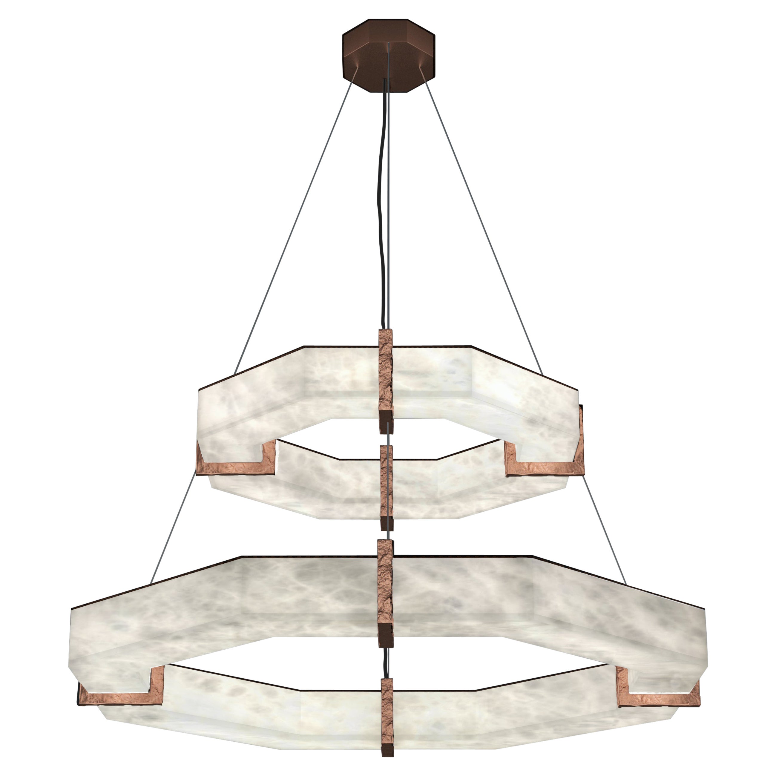 Efesto Copper Double Pendant Lamp by Alabastro Italiano For Sale