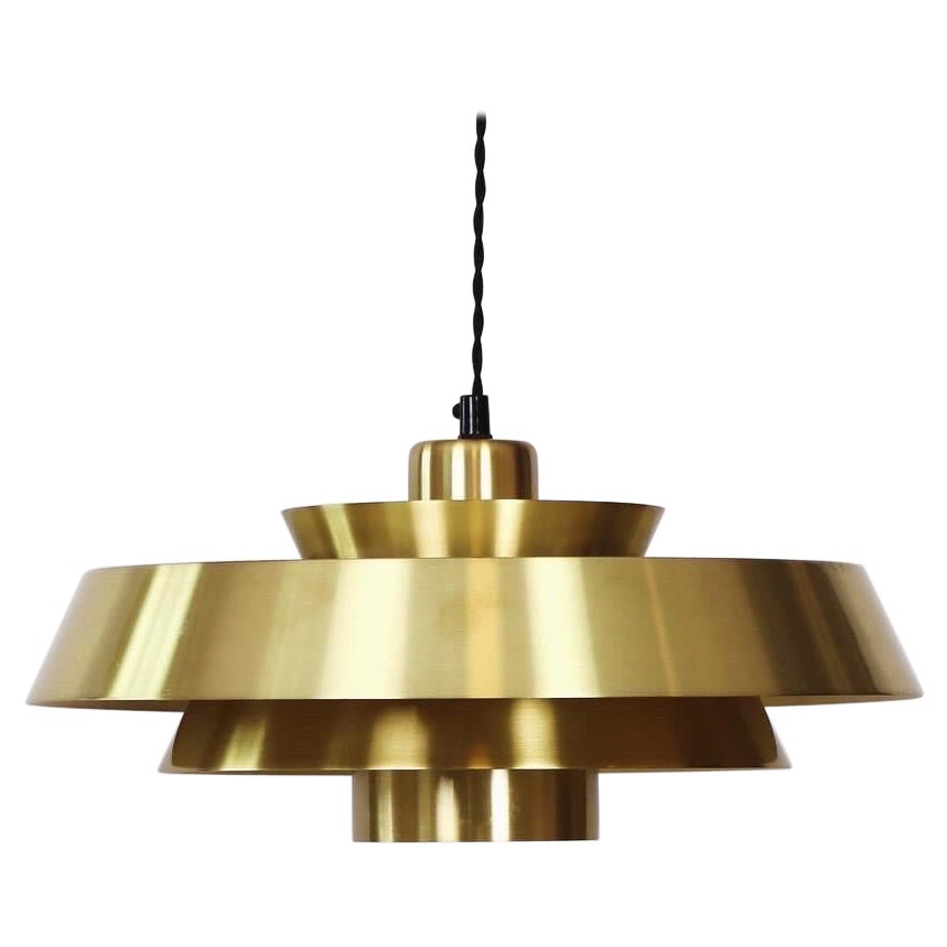 Brass Nova Pendant Light by Jo Hammerborg for Fog & Morup, 1960s, Denmark