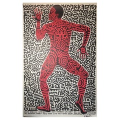 Vintage Keith Haring Signed Lithograph Tony Shafrazi Gallery Exhibition Poster Into 84