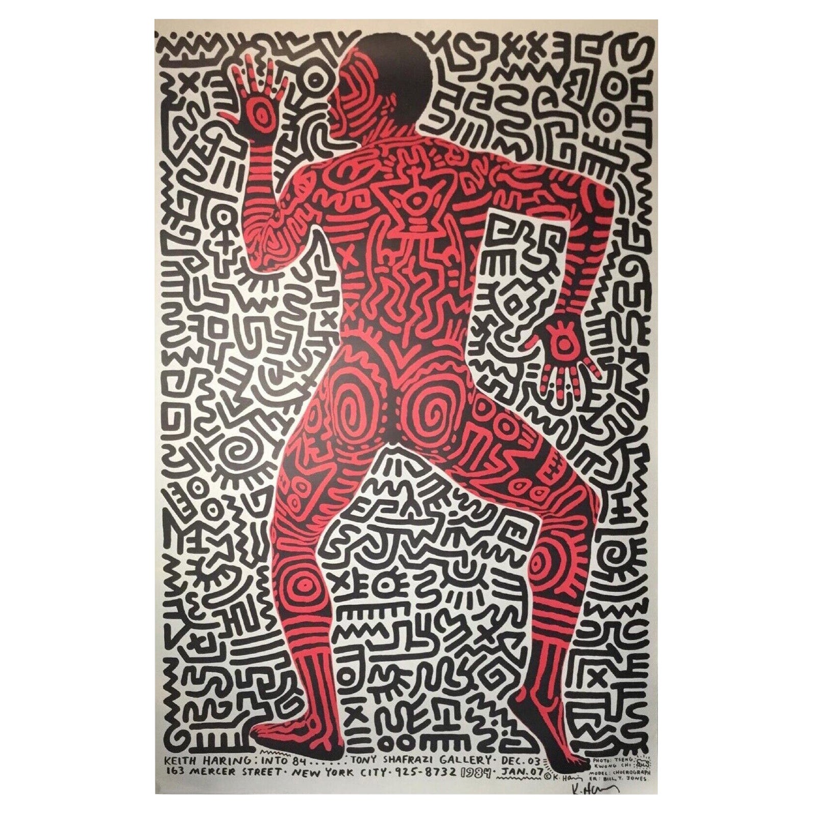 Signierte Lithographie Tony Shafrazi Galerie-Ausstellungsplakat von Keith Haring, Tony Shafrazi, 84