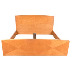 Retro Baker Furniture Modern Art Deco Primavera Wood King Size Bed