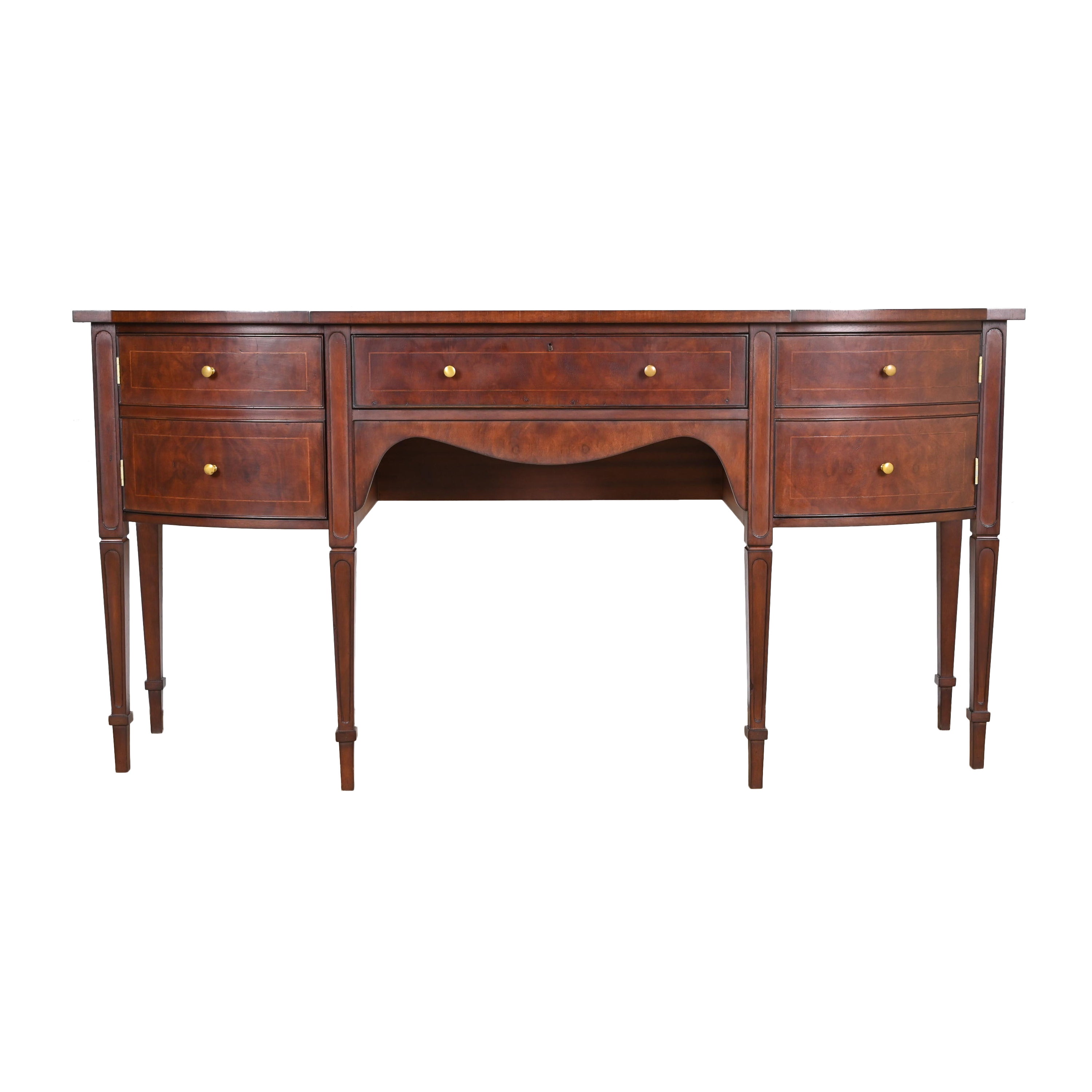 Baker Furniture Style Federal Inlaid Mahogany Sideboard Credenza