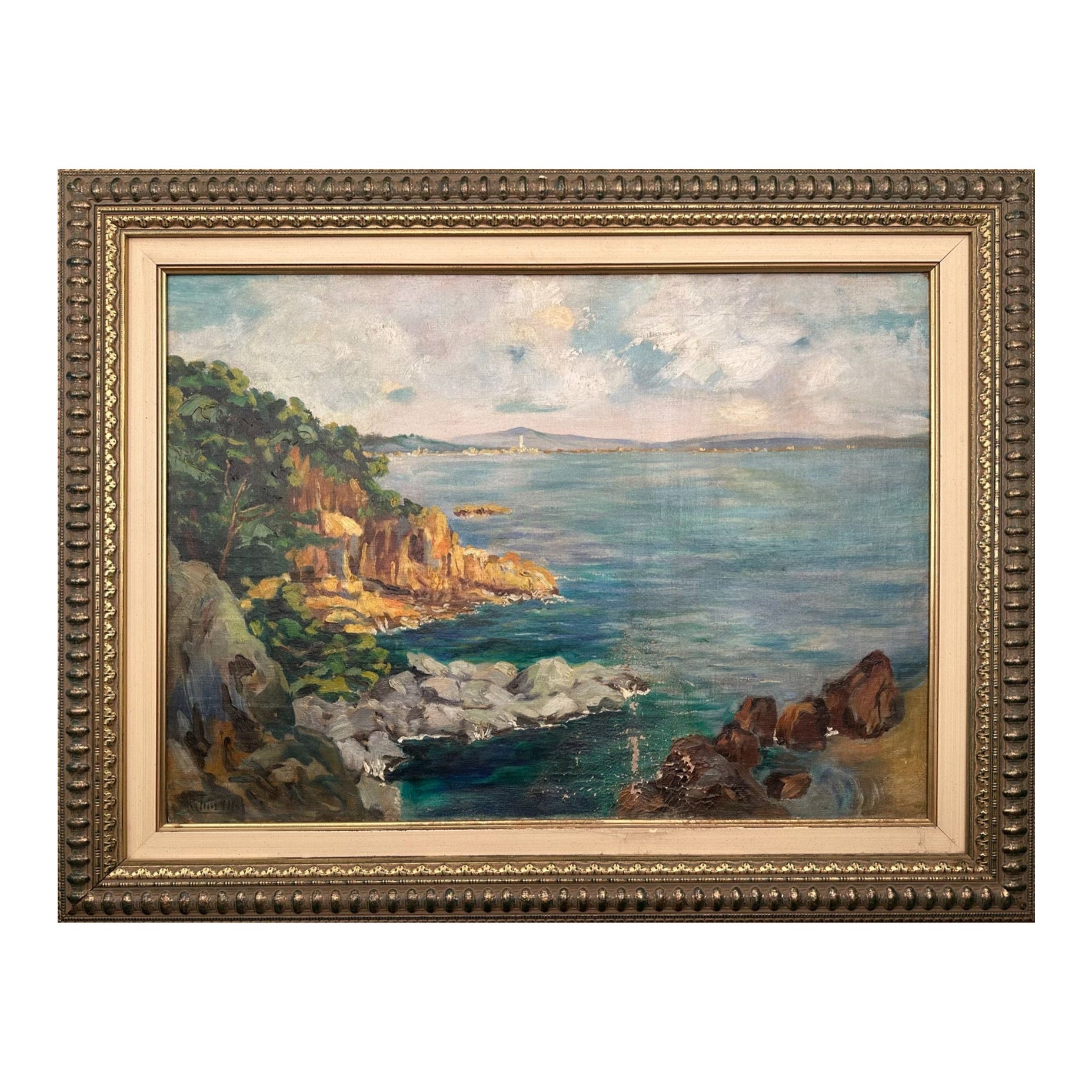 Italian or Spanish City Oil Painting of a Beautiful Landscape For Sale