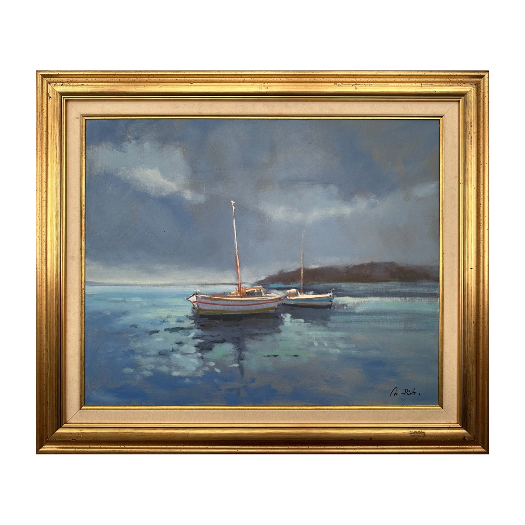 Coastline Landscape Italian Oil Painting For Sale