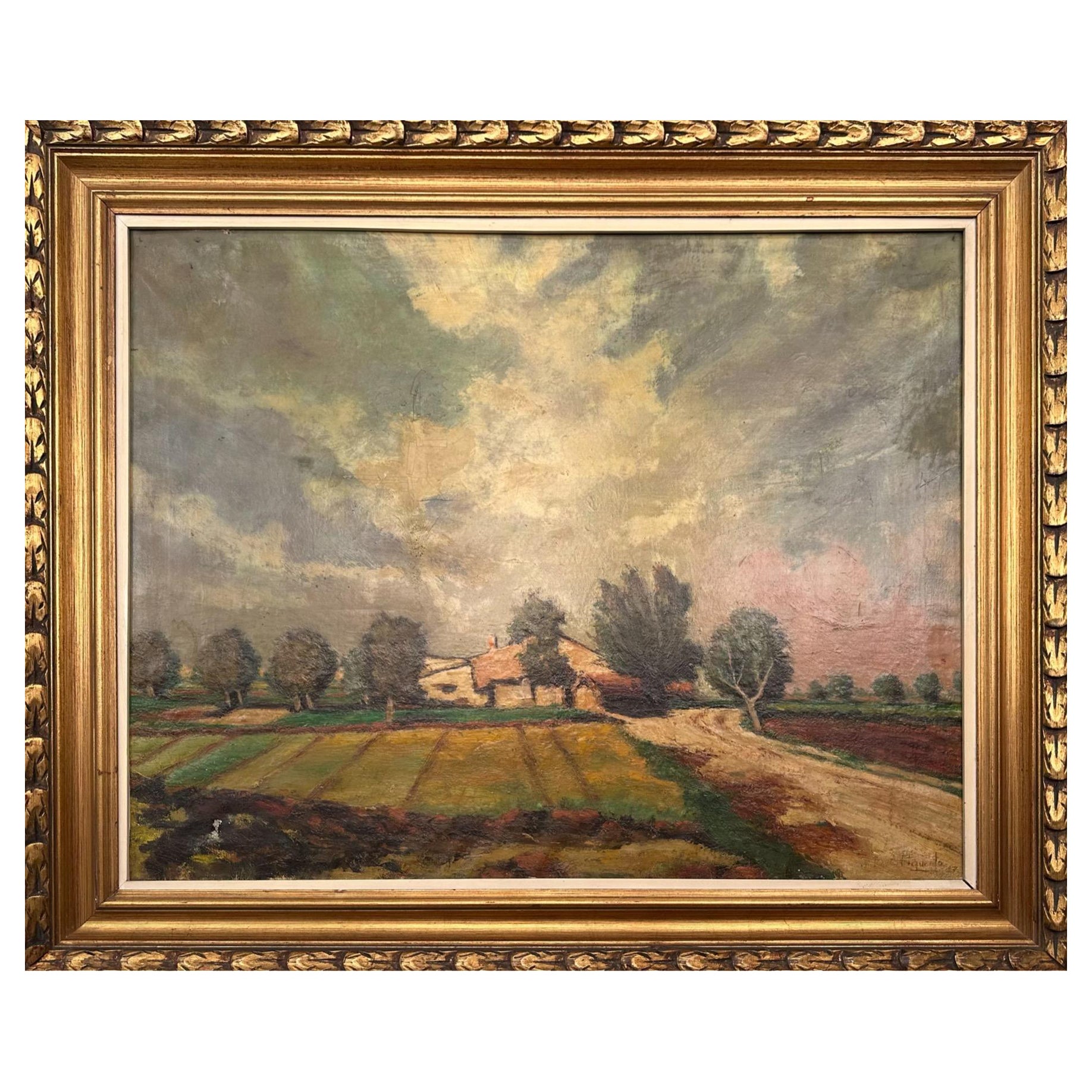 CityScape Oil Painting for a Villa on a Farm For Sale