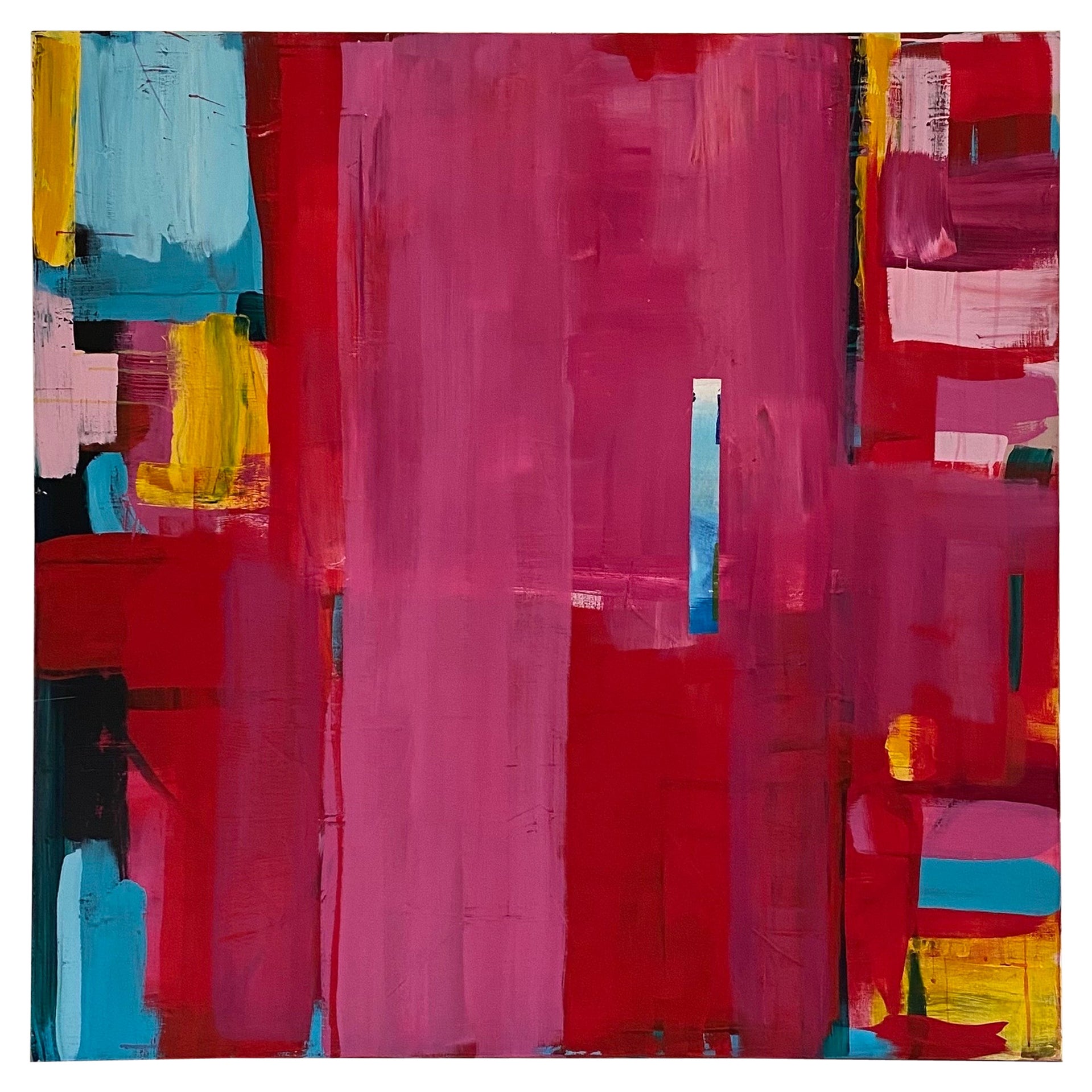 Grande peinture abstraite contemporaine rose et rouge de Rebecca Ruoff 2024