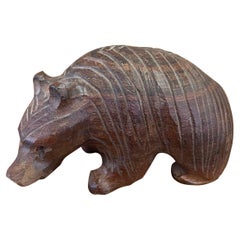 Figurines d'ours vintage en bois sculptées à la main