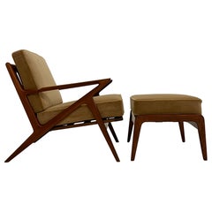 Vintage Danish Modern "Z" Lounge Chairs and Ottoman by Poul Jensen